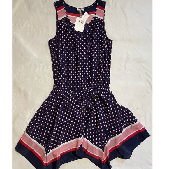 NWT JOIE GINABEL SILK HANDKERCHIEF DRESS IN DARKNAVY SIZE SMALL - Picture 4 of 11